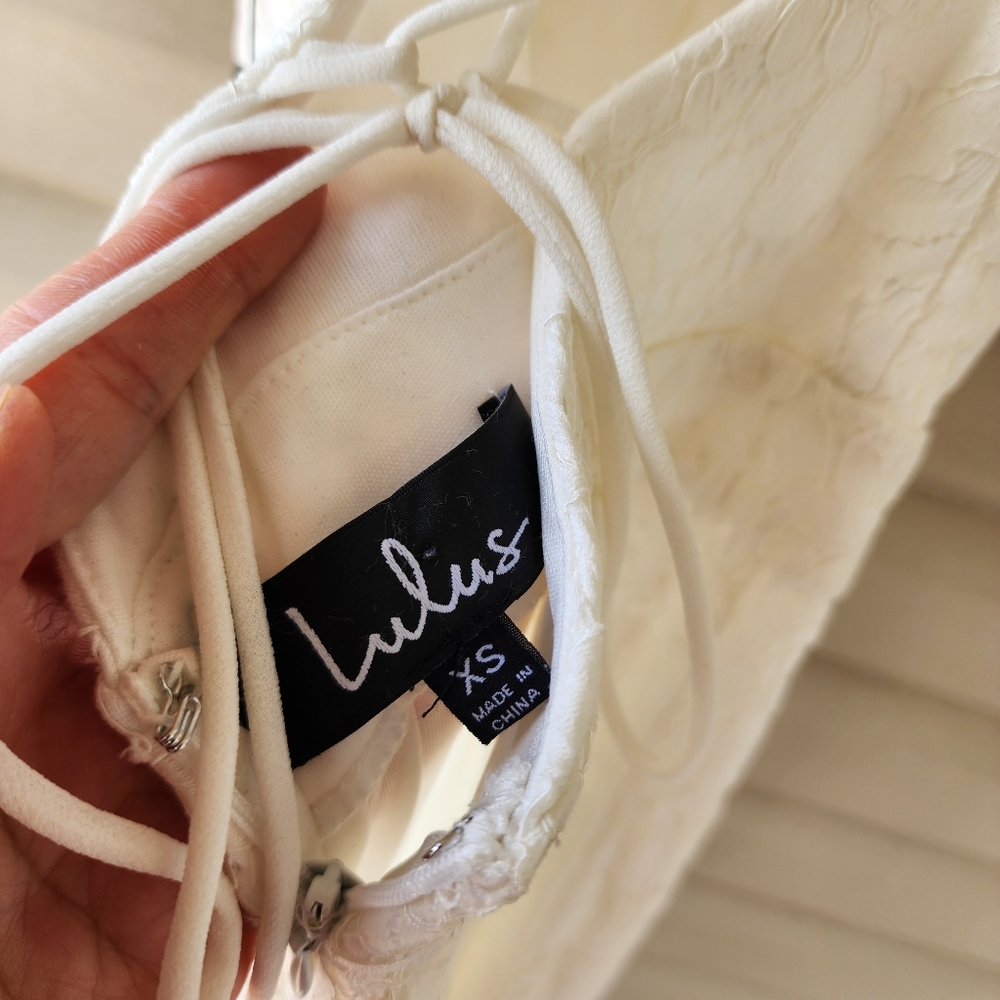 Lulus All About Tonight white lace up jumpsuit size XS - Picture 6 of 12